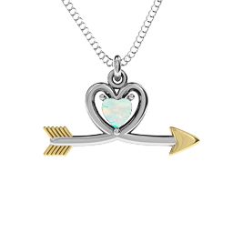 Heart & Arrow Pendant in 925 Sterling Silver with Opal