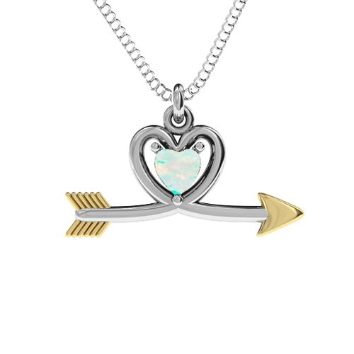 Heart & Arrow Pendant – Sterling Silver with Opal
