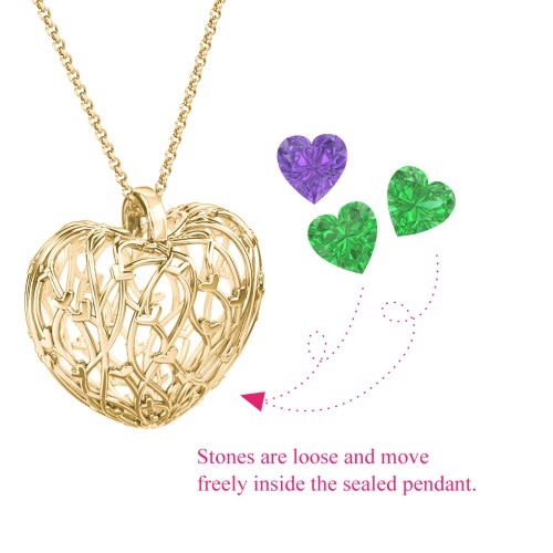 Organic Caged Hearts Pendant