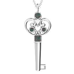 3–5 Stone Accented Key Pendant in 925 Sterling Silver with Alexandrite and Amethyst