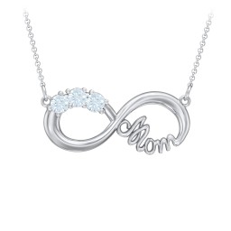 Mom's Infinity Pendant in 925 Sterling Silver with Aquamarine