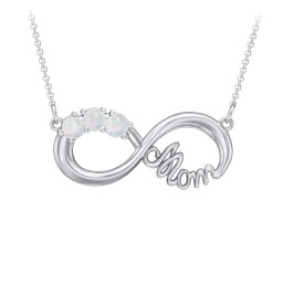 Mom's Infinity Pendant in 925 Sterling Silver with Opal