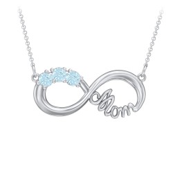 Mom's Infinity Pendant in 925 Sterling Silver with Blue Topaz