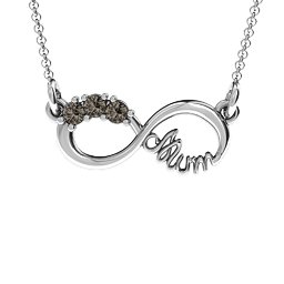Mum's Infinity Pendant in 925 Sterling Silver with Smokey Quartz