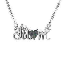 Graceful Mom Heart Birthstone Pendant in 925 Sterling Silver with Alexandrite