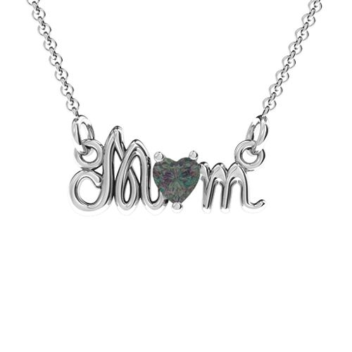 Graceful Mom Heart Birthstone Pendant – Sterling Silver with Alexandrite