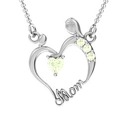 Mother and Child Pendant in 925 Sterling Silver with Peridot