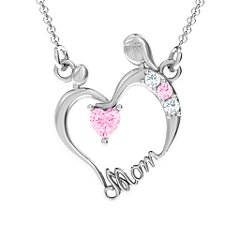 Mother and Child Pendant – Sterling Silver with Pink Tourmaline and Cubic Zirconia