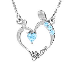 Mother and Child Pendant in 925 Sterling Silver with Blue Topaz
