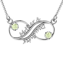 Mother and Daughter Infinity Pendant in 925 Sterling Silver with Peridot