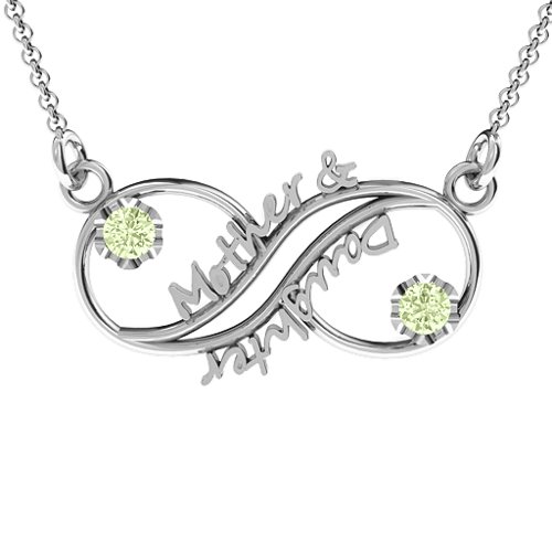 Mother and Daughter Infinity Pendant – Sterling Silver with Peridot