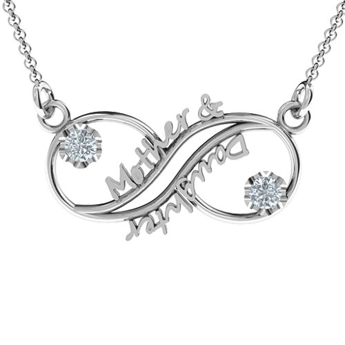 Mother and Daughter Infinity Pendant – Sterling Silver with Cubic Zirconia