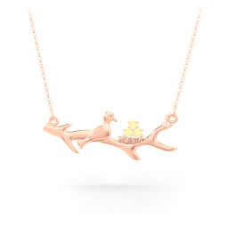 Mother's Nest with 1-5 Stones Pendant in 9K Solid Rose Gold with Citrine, Cubic Zirconia, and Pink Tourmaline