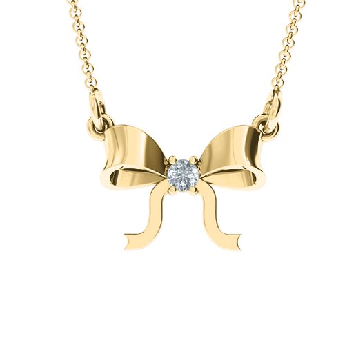 Put A Bow On It Pendant – 9kt Yellow Gold with Cubic Zirconia