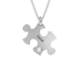 Puzzle Piece of Your Heart Pendant in 925 Sterling Silver with Opal