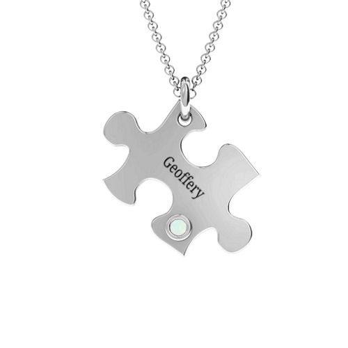Puzzle Piece of Your Heart Pendant – Sterling Silver with Opal