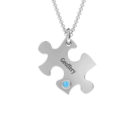 Puzzle Piece of Your Heart Pendant – Sterling Silver with Blue Topaz