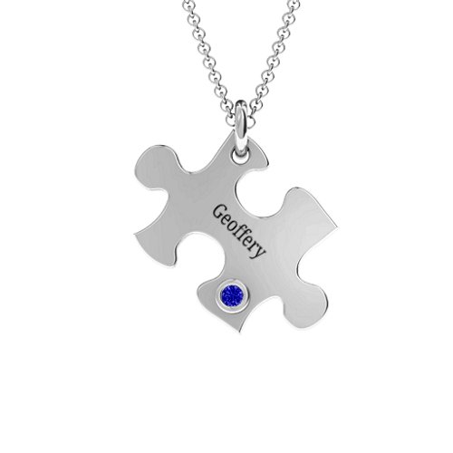 Puzzle Piece of Your Heart Pendant – Sterling Silver with Blue Sapphire