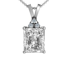 Emerald Cut Solitaire with Accents Pendant