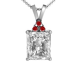 Emerald Cut Solitaire with Accents Pendant