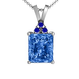 Emerald Cut Solitaire with Accents Pendant