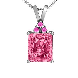 Emerald Cut Solitaire with Accents Pendant