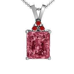 Emerald Cut Solitaire with Accents Pendant