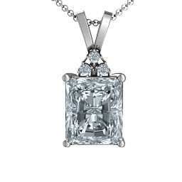 Emerald Cut Solitaire with Accents Pendant