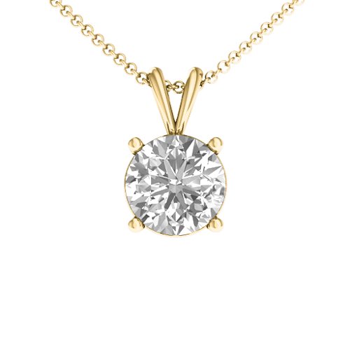 Graceful Round Solitaire Pendant – 18K Gold Plated Silver with White Premium Zirconia