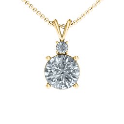 Graceful Round Solitaire with Accent Pendant in 18K Gold Plated Silver