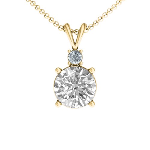 Graceful Round Solitaire with Accent Pendant – 18K Gold Plated Silver with White Premium Zirconia and Cubic Zirconia