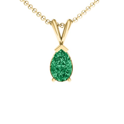 Pear Cut Elegance Pendant – 18K Gold Plated Silver with Emerald