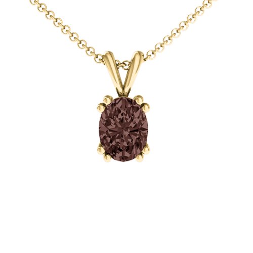 Angelic Oval Cut Pendant – 18K Gold Plated Silver with Fancy Brown Premium Zirconia