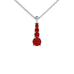 Graduated Line Pendant in 925 Sterling Silver with Garnet