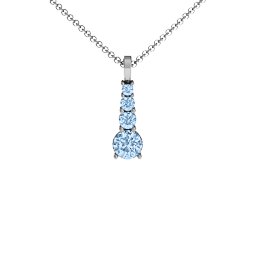 Graduated Line Pendant in 925 Sterling Silver with Aquamarine