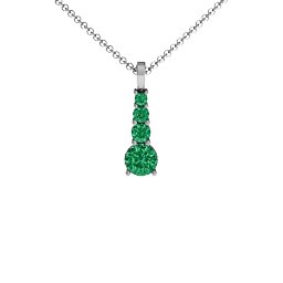 Graduated Line Pendant in 925 Sterling Silver with Emerald