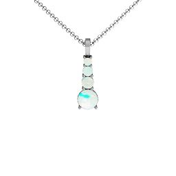 Graduated Line Pendant in 925 Sterling Silver with Opal