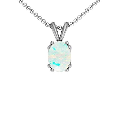 Larissa Solitaire Pendant – Sterling Silver with Opal