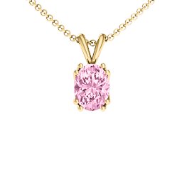Larissa Solitaire Pendant in 9K Solid Yellow Gold with Fancy Pink Premium Zirconia