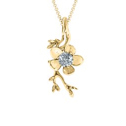 Cherry Blossom in Bloom Flower Pendant in 9K Solid Yellow Gold