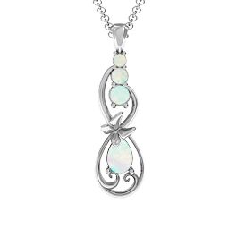 Ornate Butterfly Infinity Pendant in 925 Sterling Silver with Opal