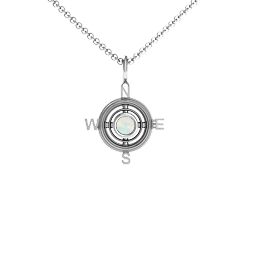 Graduation Compass Pendant in 925 Sterling Silver with Opal