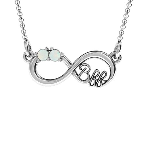 2-4 Stone BFF Infinity Pendant – Sterling Silver with Opal