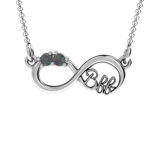 2-4 Stone BFF Infinity Pendant – Sterling Silver with Alexandrite