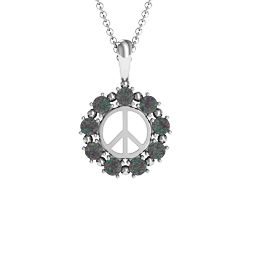 Peace Sign with Stones Pendant in 925 Sterling Silver with Alexandrite