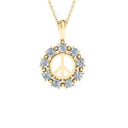 Peace Sign with Stones Pendant in 9K Solid Yellow Gold