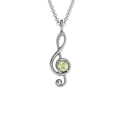 Treble Clef Pendant – Sterling Silver with Peridot