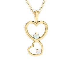 Two Hearts Double Heart Pendant in 18K Gold Plated Silver with Opal