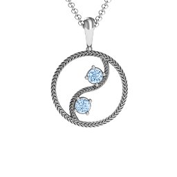 Personalised Yin Yang Pendant in 925 Sterling Silver with Aquamarine