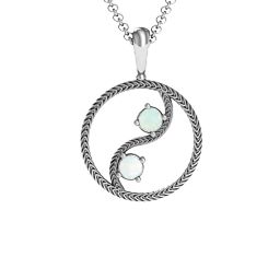 Personalised Yin Yang Pendant in 925 Sterling Silver with Opal